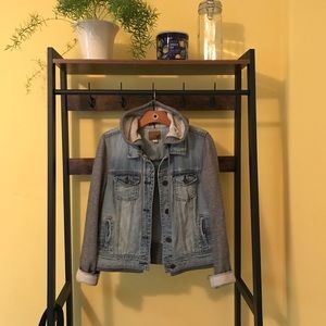 American Eagle Denim Jacket Hooded Sweatshirt - L